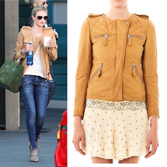 Isabel Marant Étoile Kady Quilted Lamb Leather Jacket Sand Cognac US4 Small - Picture 16 of 16
